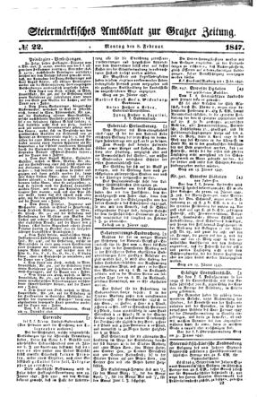 Steyermärkisches Amtsblatt zur Grätzer Zeitung 18470208 Seite: 1