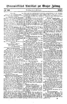 Steyermärkisches Amtsblatt zur Grätzer Zeitung 18470209 Seite: 1