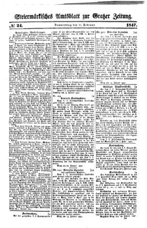 Steyermärkisches Amtsblatt zur Grätzer Zeitung 18470211 Seite: 1