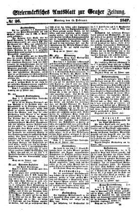 Steyermärkisches Amtsblatt zur Grätzer Zeitung 18470215 Seite: 1