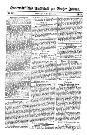 Steyermärkisches Amtsblatt zur Grätzer Zeitung 18470222 Seite: 1