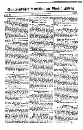 Steyermärkisches Amtsblatt zur Grätzer Zeitung 18470223 Seite: 1