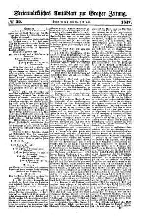 Steyermärkisches Amtsblatt zur Grätzer Zeitung 18470225 Seite: 1