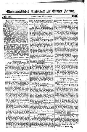 Steyermärkisches Amtsblatt zur Grätzer Zeitung 18470304 Seite: 1