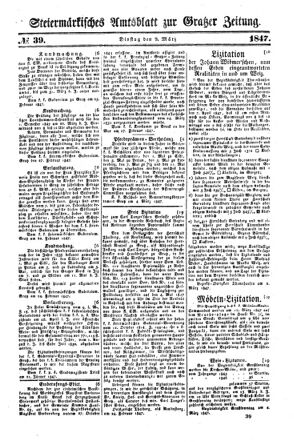 Steyermärkisches Amtsblatt zur Grätzer Zeitung 18470309 Seite: 1