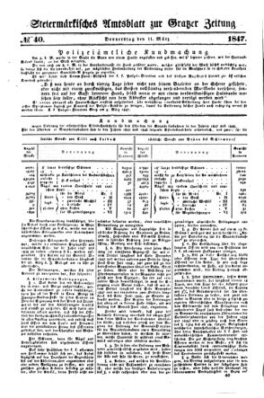 Steyermärkisches Amtsblatt zur Grätzer Zeitung 18470311 Seite: 1