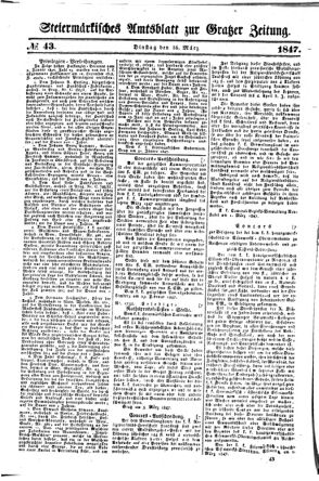 Steyermärkisches Amtsblatt zur Grätzer Zeitung 18470316 Seite: 1