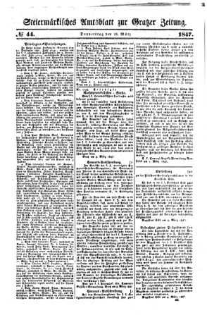 Steyermärkisches Amtsblatt zur Grätzer Zeitung 18470318 Seite: 1