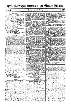 Steyermärkisches Amtsblatt zur Grätzer Zeitung 18470322 Seite: 1