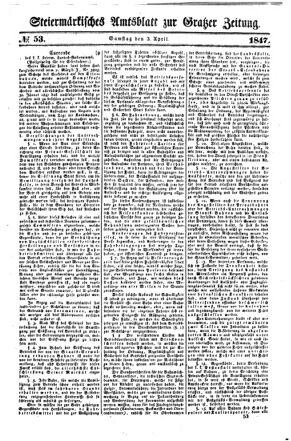 Steyermärkisches Amtsblatt zur Grätzer Zeitung 18470403 Seite: 1