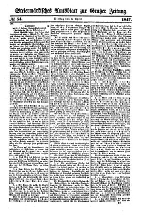 Steyermärkisches Amtsblatt zur Grätzer Zeitung 18470406 Seite: 1