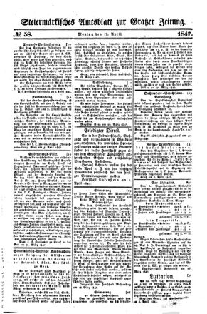 Steyermärkisches Amtsblatt zur Grätzer Zeitung 18470412 Seite: 1