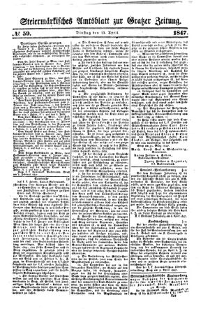 Steyermärkisches Amtsblatt zur Grätzer Zeitung 18470413 Seite: 1