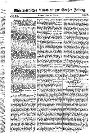 Steyermärkisches Amtsblatt zur Grätzer Zeitung 18470417 Seite: 1