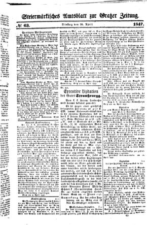 Steyermärkisches Amtsblatt zur Grätzer Zeitung 18470420 Seite: 1