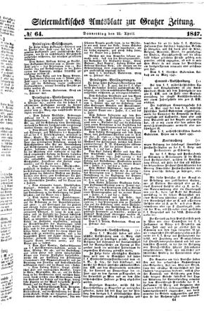 Steyermärkisches Amtsblatt zur Grätzer Zeitung 18470422 Seite: 1