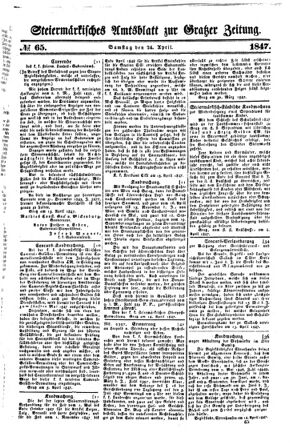 Steyermärkisches Amtsblatt zur Grätzer Zeitung 18470424 Seite: 1