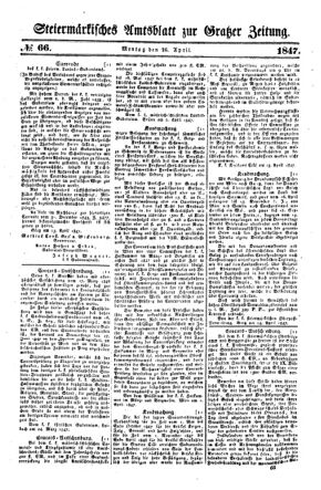 Steyermärkisches Amtsblatt zur Grätzer Zeitung 18470426 Seite: 1