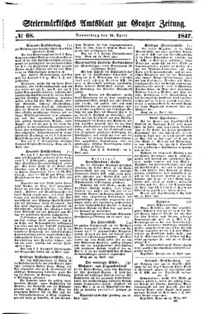 Steyermärkisches Amtsblatt zur Grätzer Zeitung 18470429 Seite: 1