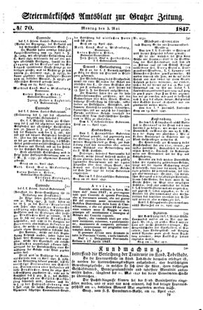 Steyermärkisches Amtsblatt zur Grätzer Zeitung 18470503 Seite: 1