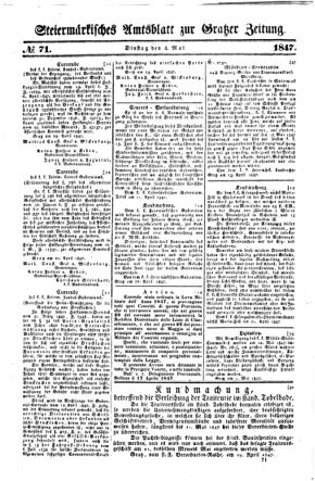 Steyermärkisches Amtsblatt zur Grätzer Zeitung 18470504 Seite: 1