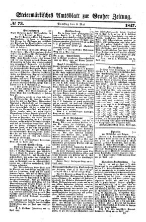 Steyermärkisches Amtsblatt zur Grätzer Zeitung 18470508 Seite: 1