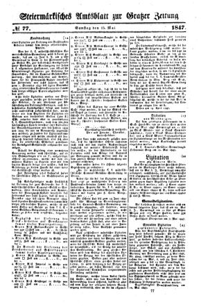 Steyermärkisches Amtsblatt zur Grätzer Zeitung 18470515 Seite: 1