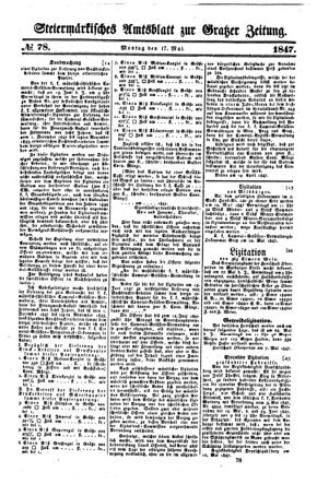 Steyermärkisches Amtsblatt zur Grätzer Zeitung 18470517 Seite: 1