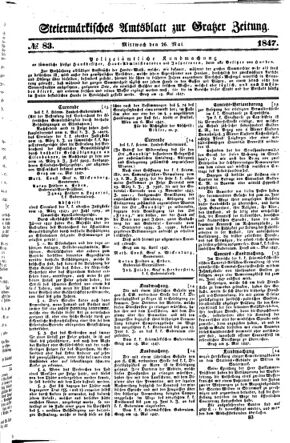 Steyermärkisches Amtsblatt zur Grätzer Zeitung 18470526 Seite: 1