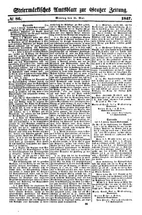 Steyermärkisches Amtsblatt zur Grätzer Zeitung 18470531 Seite: 1