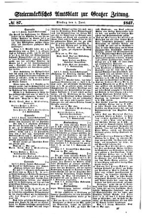 Steyermärkisches Amtsblatt zur Grätzer Zeitung 18470601 Seite: 1