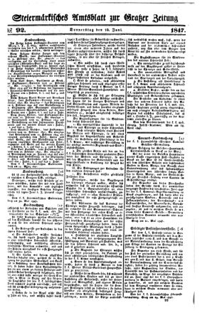 Steyermärkisches Amtsblatt zur Grätzer Zeitung 18470610 Seite: 1