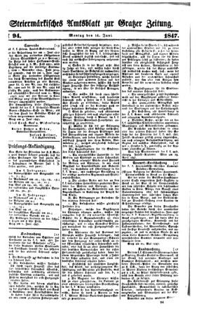 Steyermärkisches Amtsblatt zur Grätzer Zeitung 18470614 Seite: 1