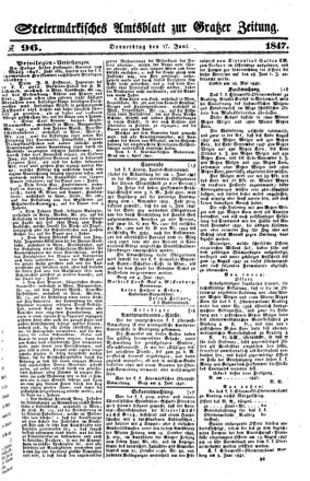 Steyermärkisches Amtsblatt zur Grätzer Zeitung 18470617 Seite: 1