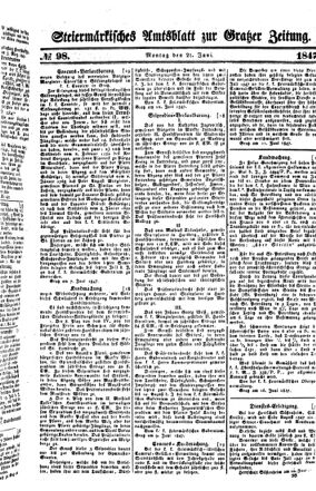 Steyermärkisches Amtsblatt zur Grätzer Zeitung 18470621 Seite: 1