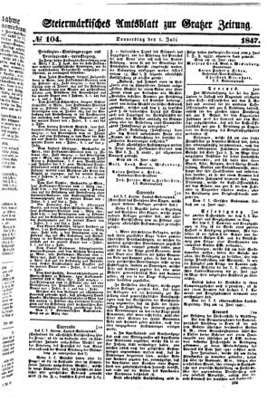 Steyermärkisches Amtsblatt zur Grätzer Zeitung 18470701 Seite: 1