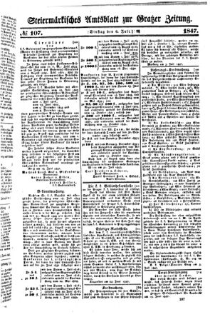 Steyermärkisches Amtsblatt zur Grätzer Zeitung 18470706 Seite: 1