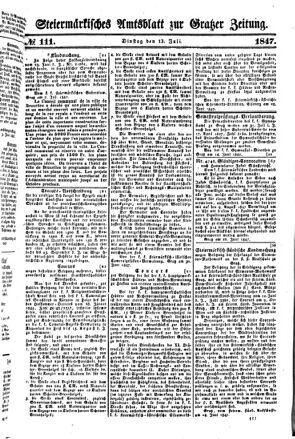 Steyermärkisches Amtsblatt zur Grätzer Zeitung 18470713 Seite: 1