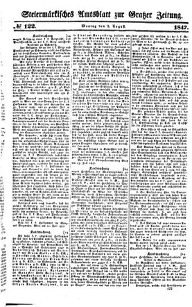 Steyermärkisches Amtsblatt zur Grätzer Zeitung 18470802 Seite: 1