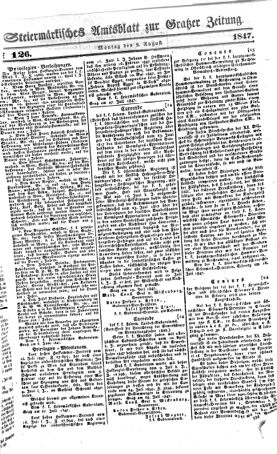 Steyermärkisches Amtsblatt zur Grätzer Zeitung 18470809 Seite: 1