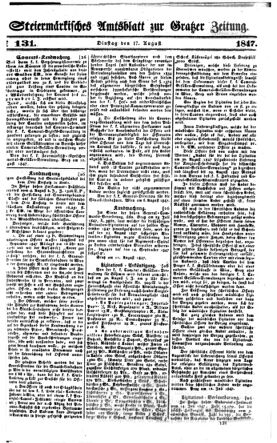 Steyermärkisches Amtsblatt zur Grätzer Zeitung 18470817 Seite: 1