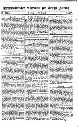 Steyermärkisches Amtsblatt zur Grätzer Zeitung 18470830 Seite: 1