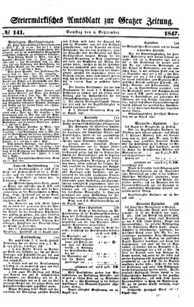 Steyermärkisches Amtsblatt zur Grätzer Zeitung 18470904 Seite: 1