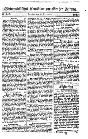 Steyermärkisches Amtsblatt zur Grätzer Zeitung 18470911 Seite: 1