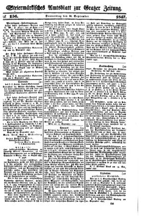 Steyermärkisches Amtsblatt zur Grätzer Zeitung 18470930 Seite: 1