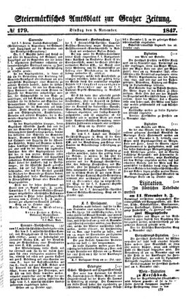 Steyermärkisches Amtsblatt zur Grätzer Zeitung 18471109 Seite: 1