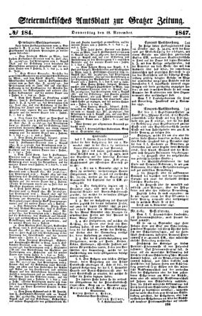 Steyermärkisches Amtsblatt zur Grätzer Zeitung 18471118 Seite: 1