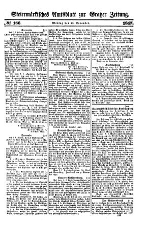 Steyermärkisches Amtsblatt zur Grätzer Zeitung 18471122 Seite: 1