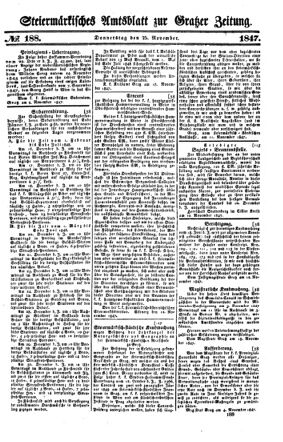 Steyermärkisches Amtsblatt zur Grätzer Zeitung 18471125 Seite: 1