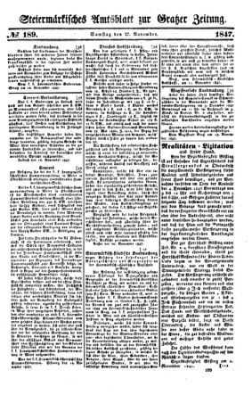 Steyermärkisches Amtsblatt zur Grätzer Zeitung 18471127 Seite: 1